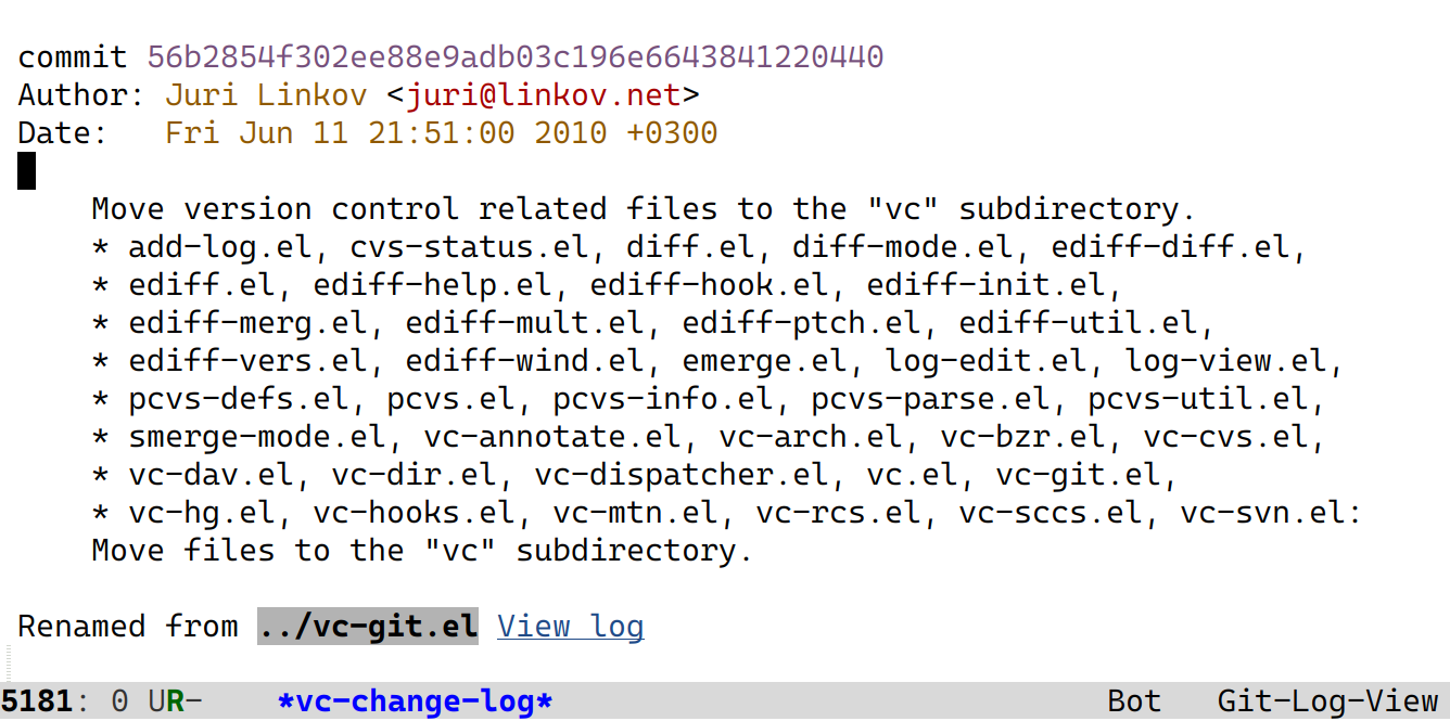 bottom of vc-print-log for vc-git.el